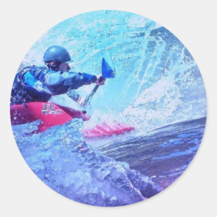White Water Kayaker Classic Round Sticker