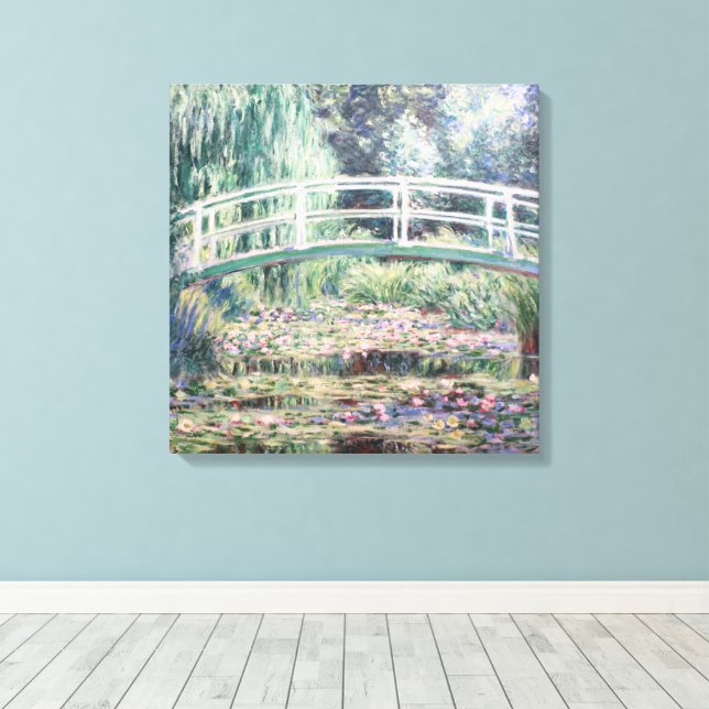 White Water Lilies | Claude Monet Canvas Print (Insitu(Wood Floor))