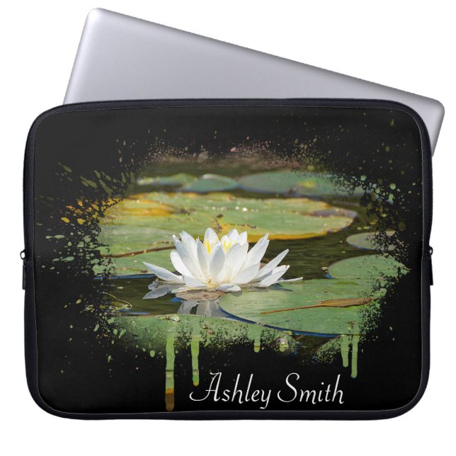 White Water Lily Abstract  Laptop Sleeve (Front)