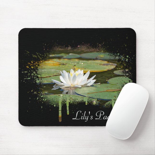 White Water Lily Abstract Mouse Mat (With Mouse)