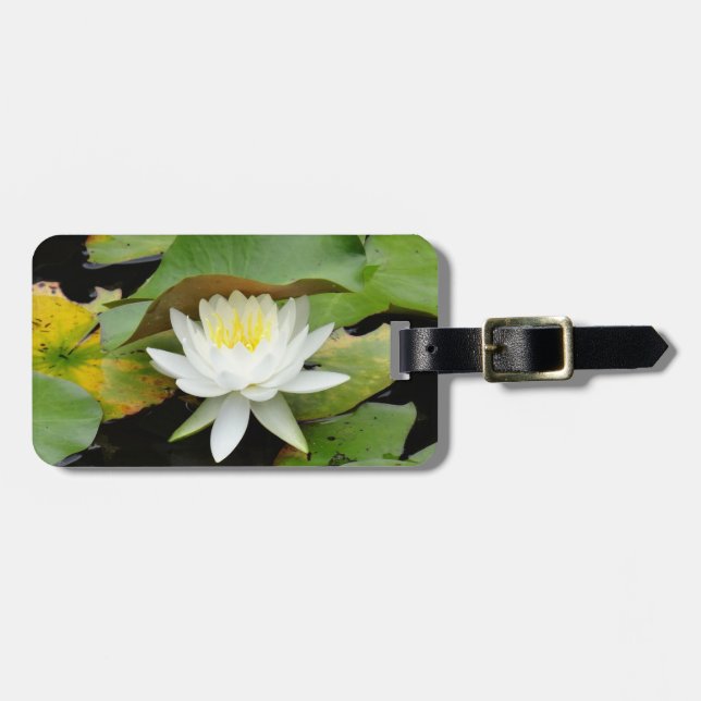 White Water Lily in Full Bloom Luggage Tag (Front Horizontal)