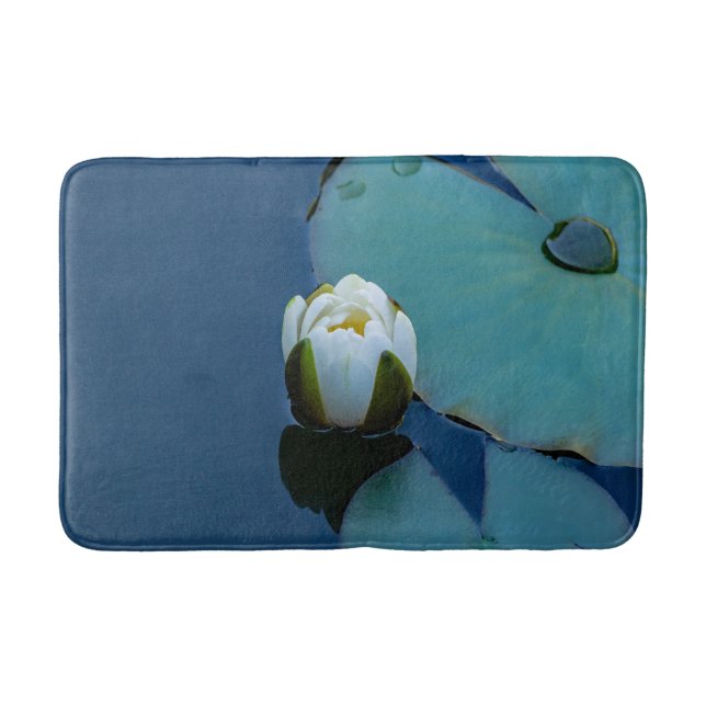 White water lily in the pond, nature photography  bath mat (Front)
