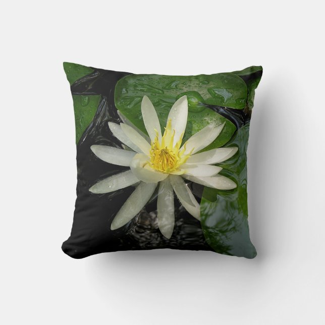 White Water Lily Photograph Cushion (Front)