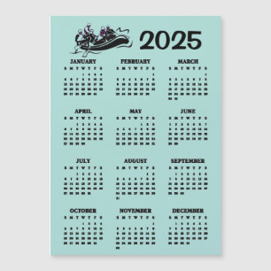 White Water Rafting 2025 Calendar Magnetic Card