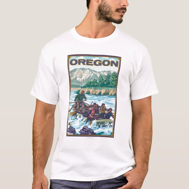 White Water Rafting- Vintage Travel Poster T-Shirt (Front)