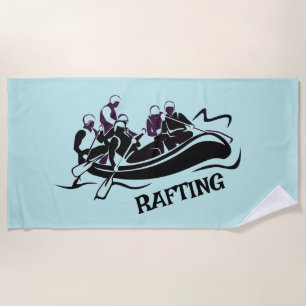 White Water River Rafting Beach Towel