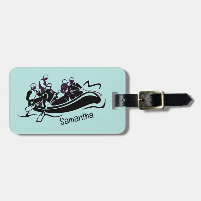 White Water River Rafting Design Luggage Tag (Front Horizontal)
