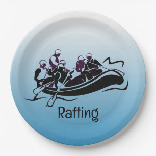 White Water River Rafting Design  Paper Plate