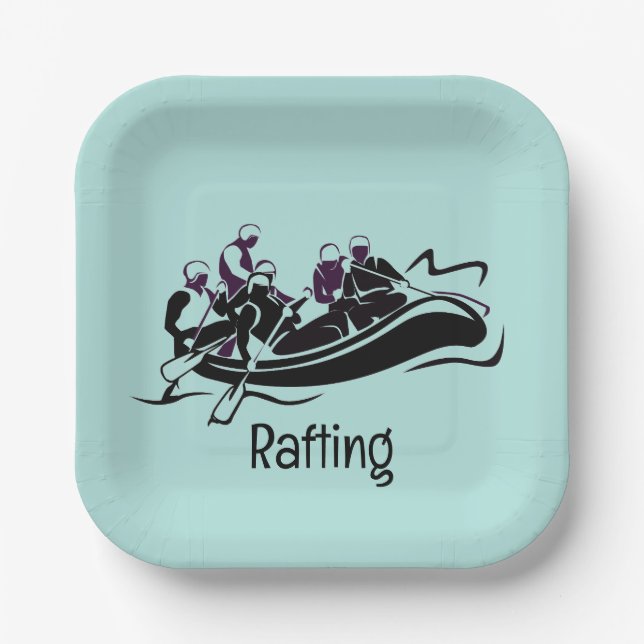 White Water River Rafting Design Paper Plates (Front)