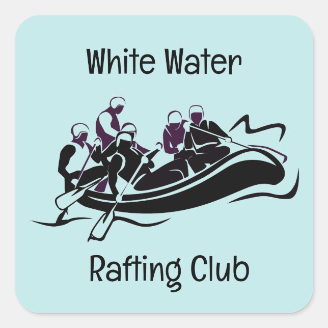 White Water River Rafting Design Square Sticker (Front)