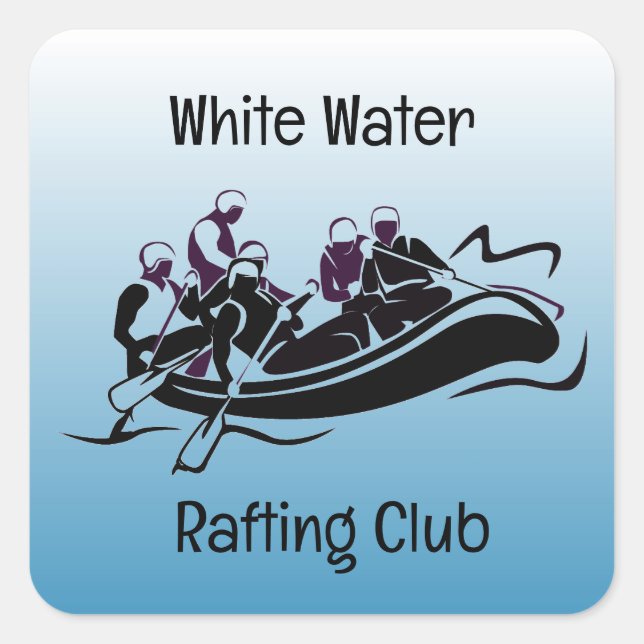 White Water River Rafting Design Square Sticker (Front)