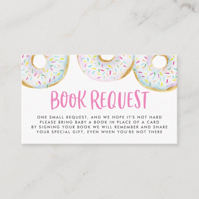 White Watercolor Doughnuts Sprinkles Book Request Enclosure Card (Front)