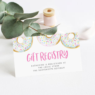 White Watercolor Doughnuts Sprinkles Gift Registry Enclosure Card