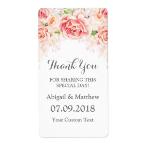 White Watercolor Floral Blush Wedding Labels