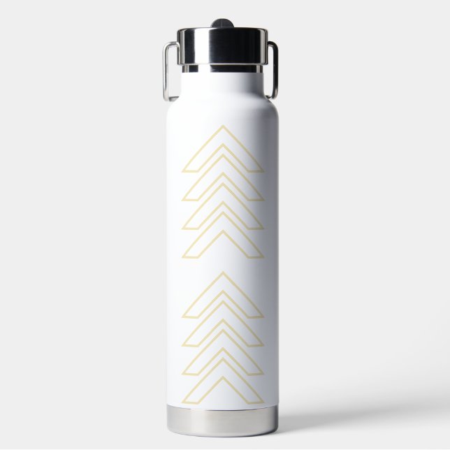 White Watercolor Floral Water Bottle (Front)