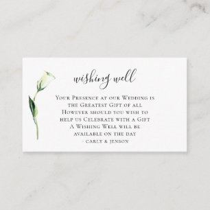 White Watercolor Floral Wedding Wishing Well Enclosure Card