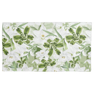 White Watercolor Flowers 2 Pillowcase