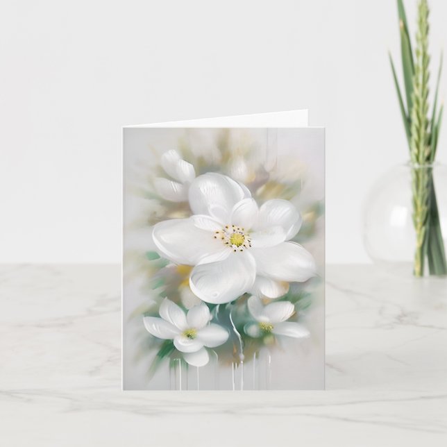 White watercolor flowers customisable card (Front)