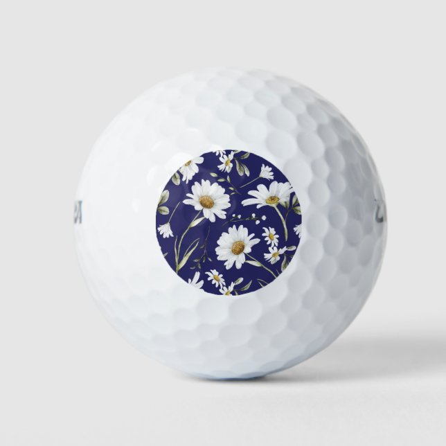 White Watercolor Flowers Golf Balls (Front)
