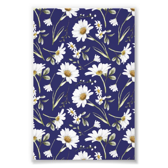 White Watercolor Flowers Photo Print (Front)