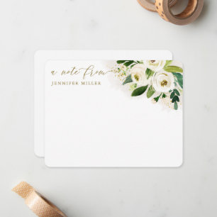 White Watercolor Flowers Script Card