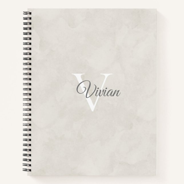 White Watercolor Monogram Name Notebook (Front)