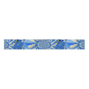 White watercolor orchid painting, blue skies grosgrain ribbon