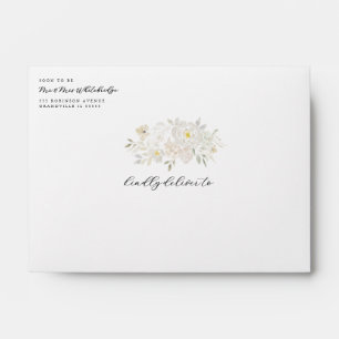 White watercolor peonies Envelope