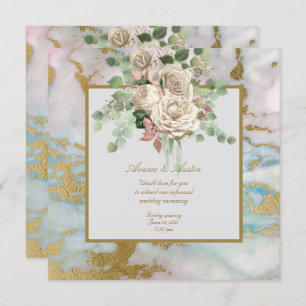 White Watercolor Roses Informal Wedding Invitation