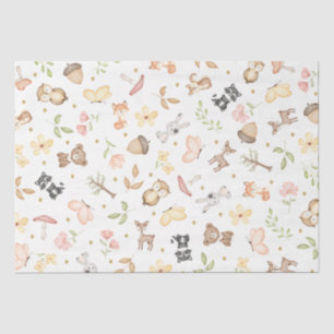 White Watercolor Woodland Animals  Tissue Paper