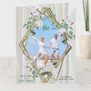 White Watercolour Roses painted on champagne Silk Card