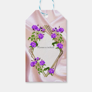 White Watercolour Roses painted on Champagne Silk Gift Tags