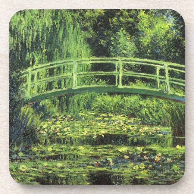 White Waterlilies by Claude Monet, Vintage Art Coaster (Front)