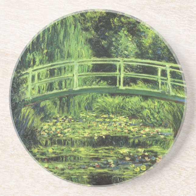 White Waterlilies by Claude Monet, Vintage Art Coaster (Front)