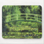 White Waterlilies by Claude Monet, Vintage Art Mouse Mat<br><div class="desc">White Waterlilies (1899) by Claude Monet is a vintage impressionist fine art floral nature painting. It is one of many variations of the water lilies and Japanese footbridge paintings that Monet painted in his spring season flower garden in Giverny, France. A pedestrian bridge over a pond in green tones. About...</div>