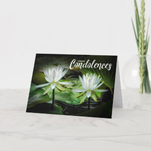 White Waterlilies Sympathy Condolences Card