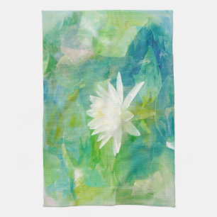 White Waterlily Blossom Tea Towel