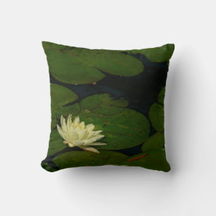White Waterlily I Peaceful Floral Photography Cushion