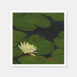White Waterlily I Peaceful Floral Photography Napkin