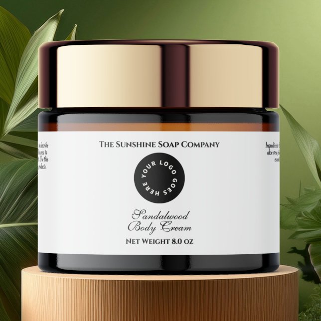 White Waterproof Cosmetics Jar Label with Logo (Creator Uploaded)