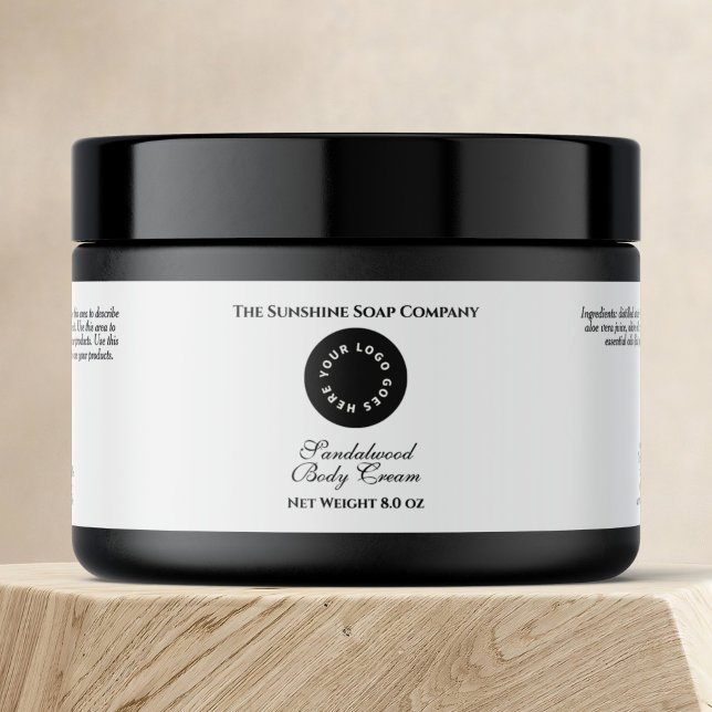 White Waterproof Cosmetics Jar Label with Logo (Creator Uploaded)