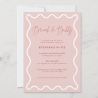 White Wavy Border Brunch and Bubbly Invitation