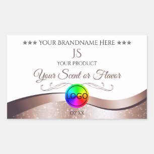 White Wavy Rose Gold Logo Monogram Product Label