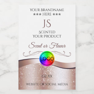 White Wavy Rose Gold Logo Monogram Product Label