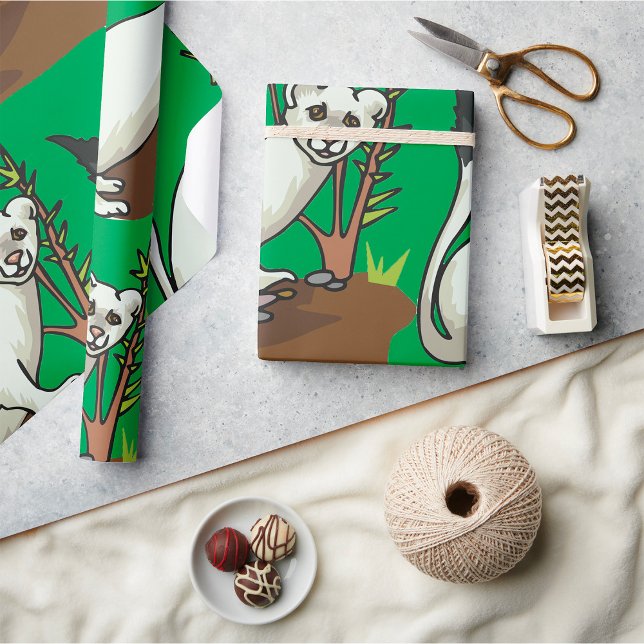 White Weasel Ermine Winter Stoat Wildlife Wrapping Paper (Creator Uploaded)