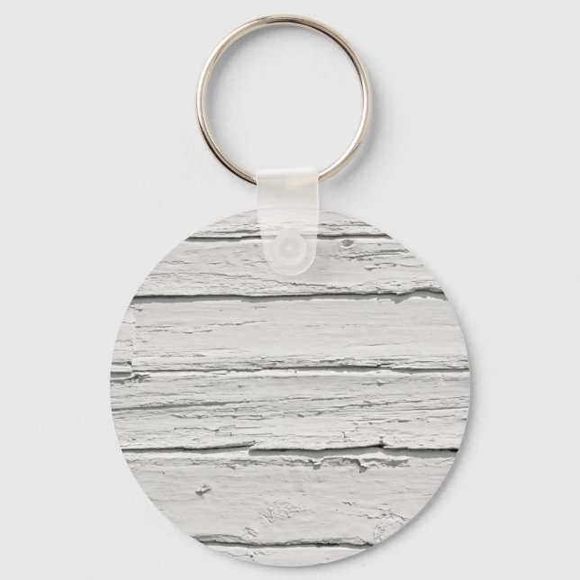 White Weathered Wood Key Ring (Front)