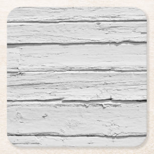 White Weathered Wood Square Paper Coaster