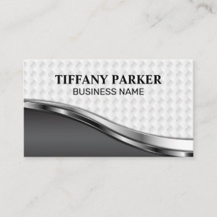 White Weave Metallic Background Business Card