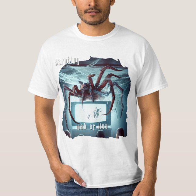 White Web of Lies T-Shirt (Spider on TV) (Front)