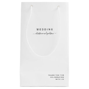 White Wedding Black Text Only Thank You Small Gift Bag